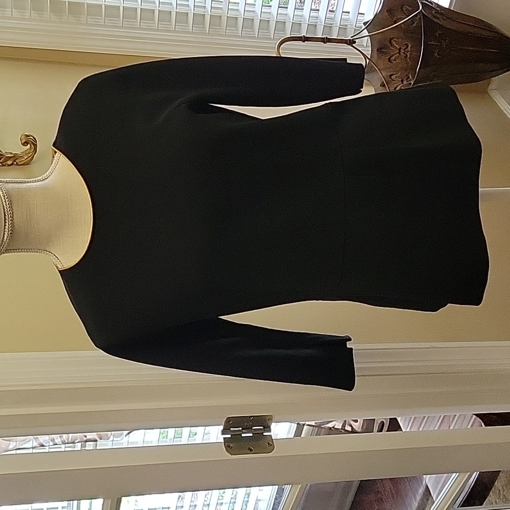 Gerard Darel black top gold trim exposed back zipper 3/4 sleeve size 38 S EUC